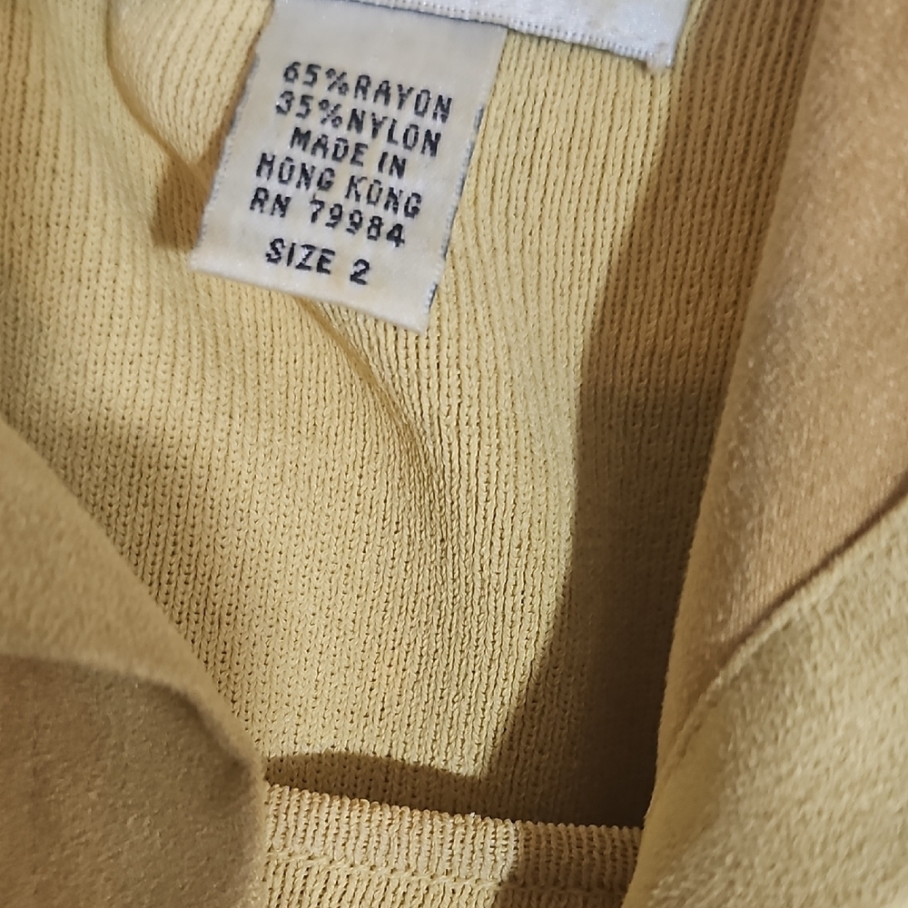 Vintage Chicos 2 Piece Suede Tank and Button-Up Blouse Size 2 Yellow - Picture 12 of 13